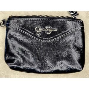 Jessica Simpson black leather wristlet